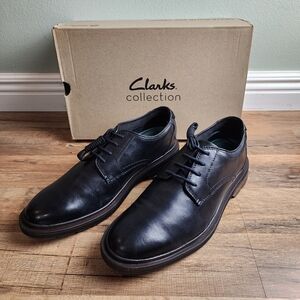 ❗️NWT❗️Men's Clarks Burchill Derby Black Leather Shoe Size 11.5